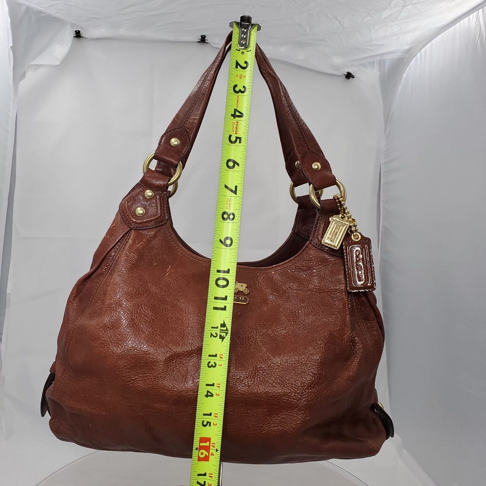 Vintage Y2K Coach 14336 Maddison Maggie Brown Glazed Leather Slouchy Hobo Bag - Picture 6 of 16